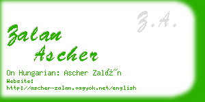 zalan ascher business card